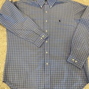 Ralph Lauren Classic Fit Blue Plaid Button Down Shirt16.5/34-35